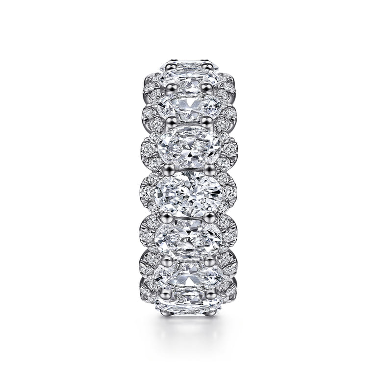 Eternity Band Wedding Ring in 14k White Gold with Oval Natural Diamond at Gabriel & Co. - Shot 4