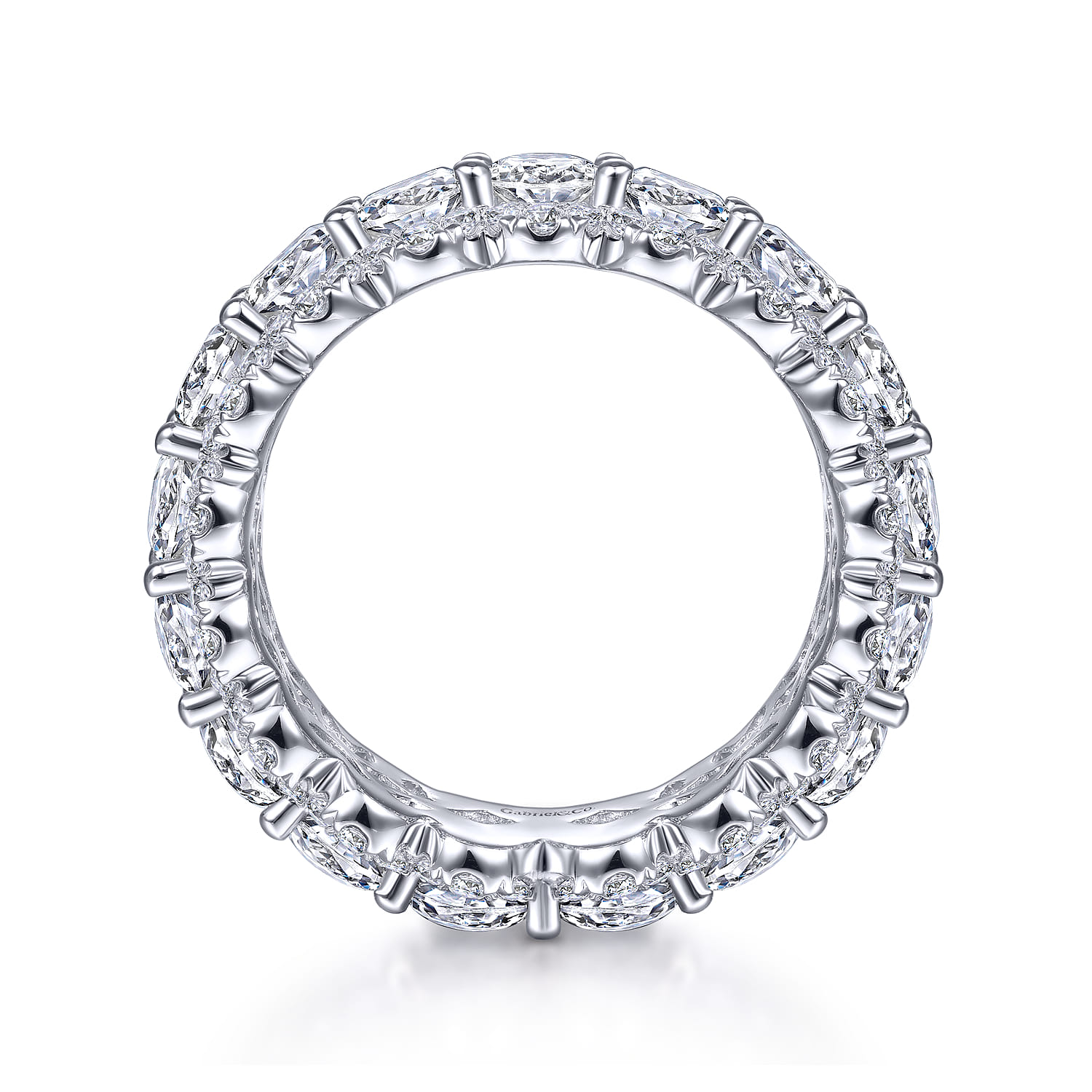 Eternity Band Wedding Ring in 14k White Gold with Oval Natural Diamond at Gabriel & Co. - Shot 2