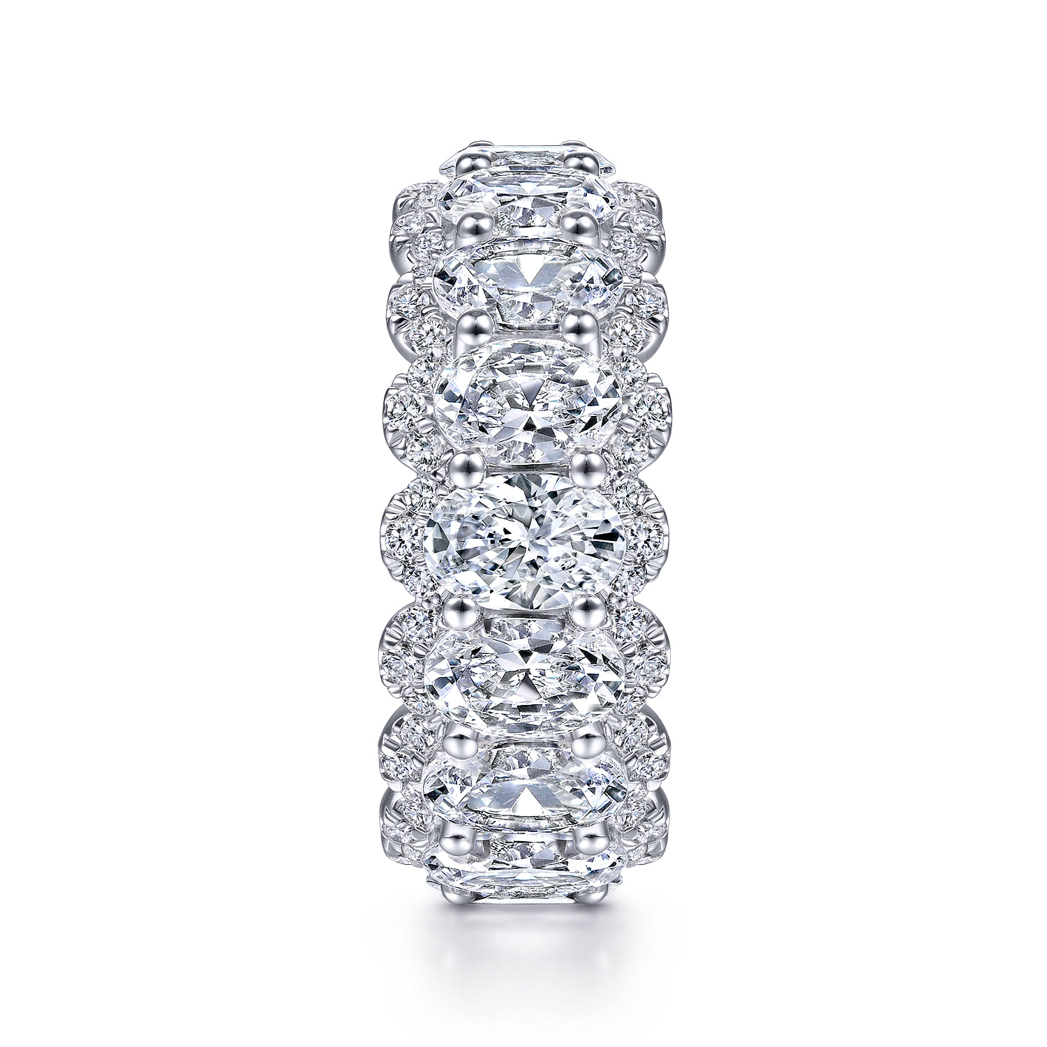 Eternity Band Wedding Ring in 14k White Gold with Oval Natural Diamond at Gabriel & Co. - Shot 4