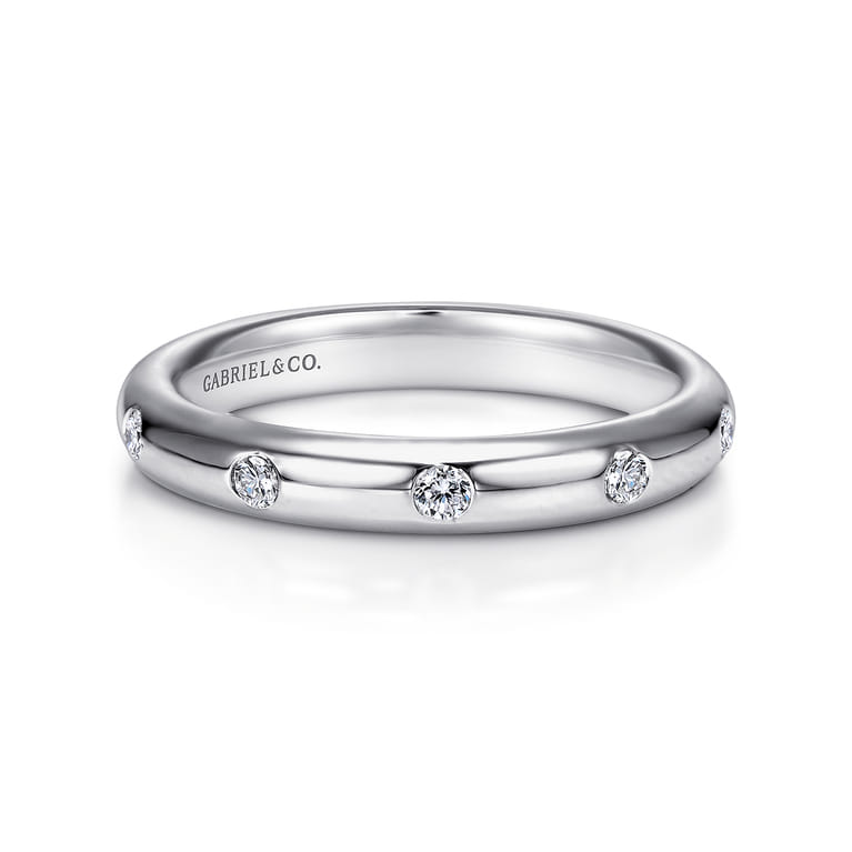Straight Wedding Ring in 14k White Gold with Round Natural Diamond at Gabriel & Co. - Shot 1