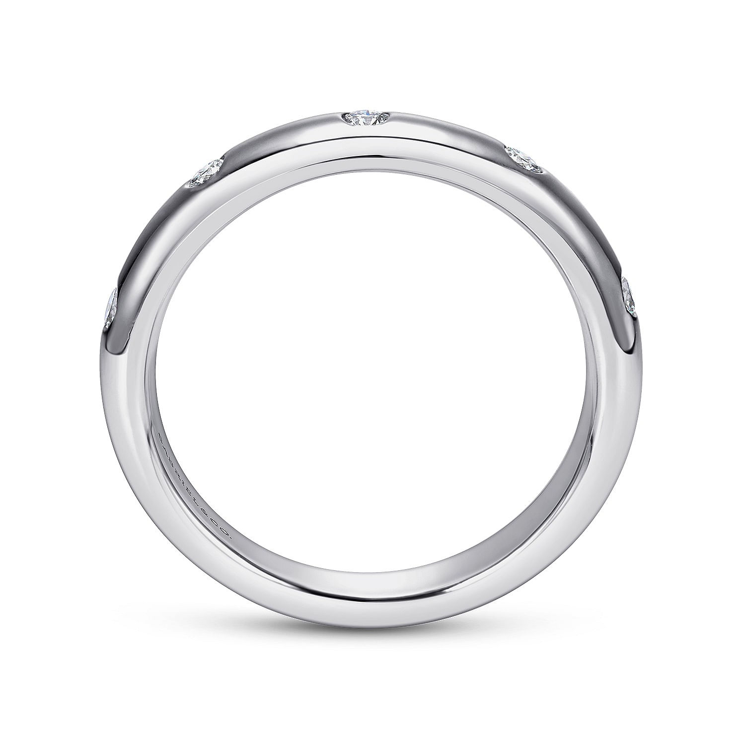 Straight Wedding Ring in 14k White Gold with Round Natural Diamond at Gabriel & Co. - Shot 2