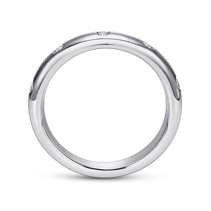 Isolda - 14K White Gold Burnished Set Round 5 Stone Diamond Anniversary Band