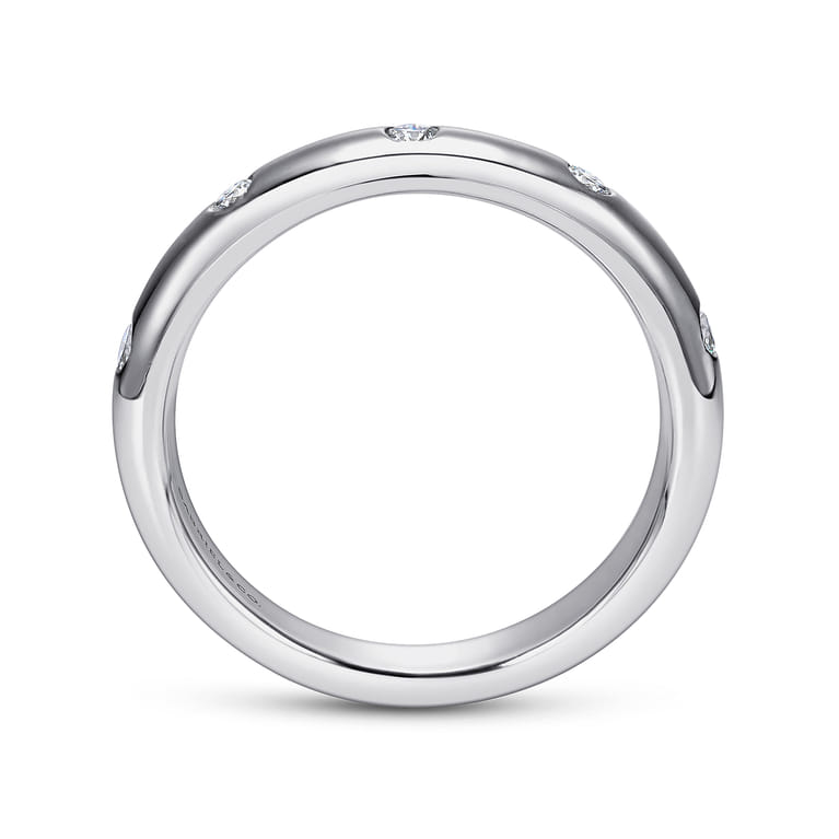 Straight Wedding Ring in 14k White Gold with Round Natural Diamond at Gabriel & Co. - Shot 2