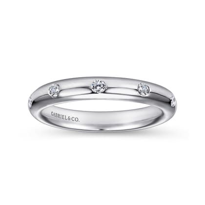 Isolda - 14K White Gold Burnished Set Round 5 Stone Diamond Anniversary Band