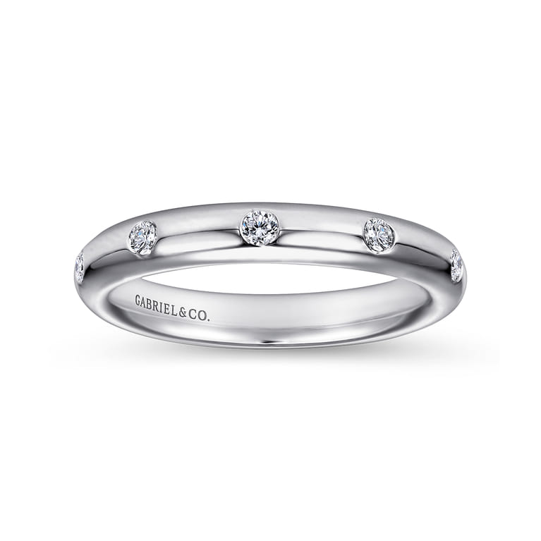 Straight Wedding Ring in 14k White Gold with Round Natural Diamond at Gabriel & Co. - Shot 4