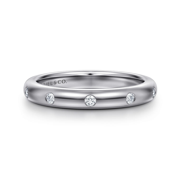 Straight Wedding Ring in 14k White Gold with Round Natural Diamond at Gabriel & Co. - Shot 1