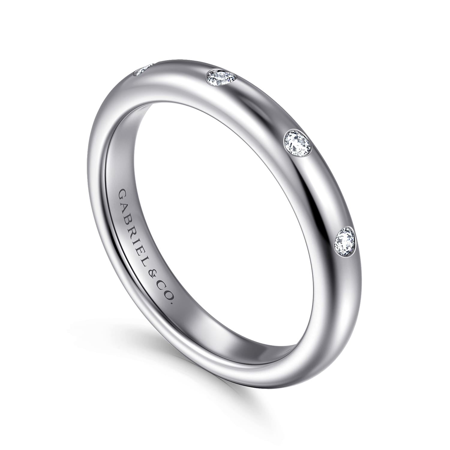 Straight Wedding Ring in 14k White Gold with Round Natural Diamond at Gabriel & Co. - Shot 3