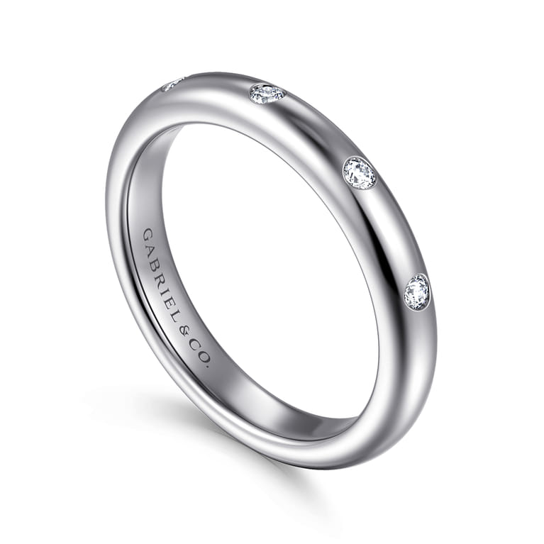 Straight Wedding Ring in 14k White Gold with Round Natural Diamond at Gabriel & Co. - Shot 3