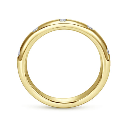 Isolda - 14K Yellow Gold Burnished Set Round 5 Stone Diamond Anniversary Band