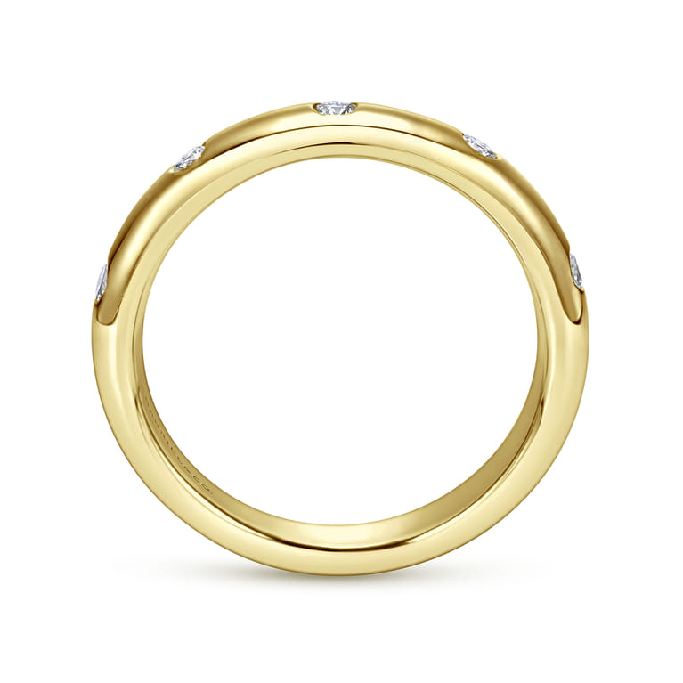 Straight Wedding Ring in 14k Yellow Gold with Round Natural Diamond at Gabriel & Co. - Shot 2