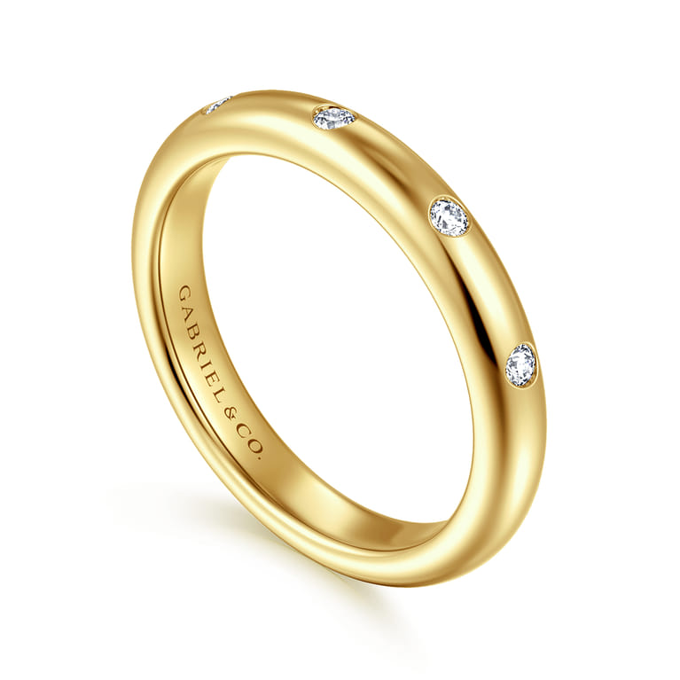 Straight Wedding Ring in 14k Yellow Gold with Round Natural Diamond at Gabriel & Co. - Shot 3