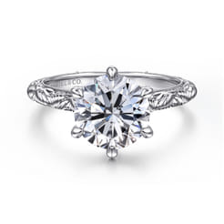 Isolde - 14K White Gold Round Solitaire Diamond Engagement Ring