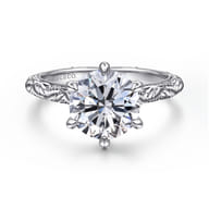 Isolde - 14K White Gold Round Solitaire Diamond Engagement Ring