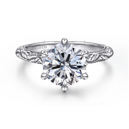 Isolde - 14K White Gold Round Solitaire Diamond Engagement Ring