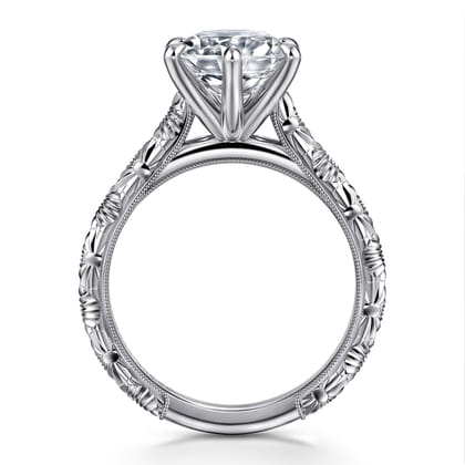 Isolde - 14K White Gold Round Solitaire Diamond Engagement Ring