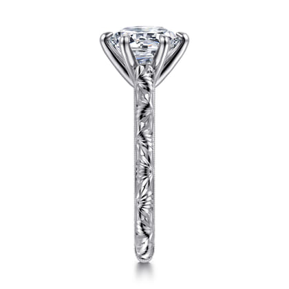 Isolde - 14K White Gold Round Solitaire Diamond Engagement Ring