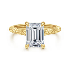 Isolde - 14K Yellow Gold Emerald Cut Solitaire Diamond Engagement Ring