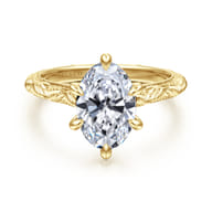 Isolde - 14K Yellow Gold Oval Solitaire Diamond Engagement Ring
