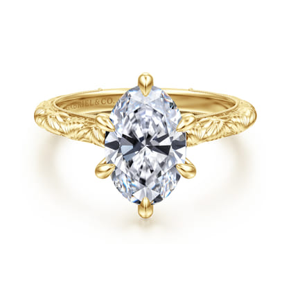 Isolde - 14K Yellow Gold Oval Solitaire Diamond Engagement Ring