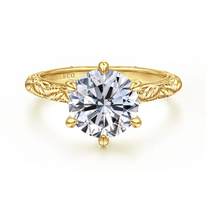 Isolde - 14K Yellow Gold Round Solitaire Diamond Engagement Ring