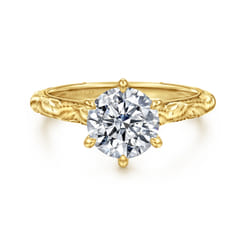 Isolde - 14K Yellow Gold Round Solitaire Diamond Engagement Ring