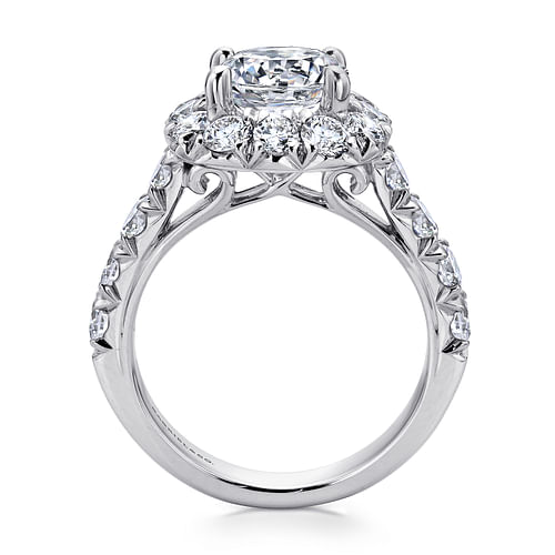 Ivory - 14K White Gold Cushion Halo Round Diamond Engagement Ring - 1.74 ct - Shot 2