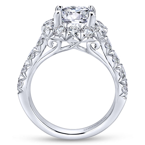Ivory - 14K White Gold Round Halo Diamond Engagement Ring - 1.5 ct - Shot 2