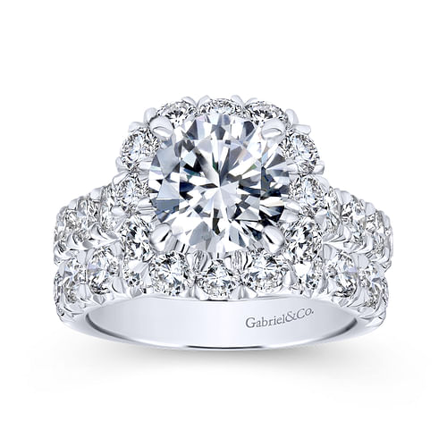 Ivory - 14K White Gold Round Halo Diamond Engagement Ring - 1.5 ct - Shot 4
