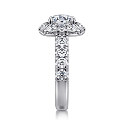 Ivory - 14K White Gold Round Halo Diamond Engagement Ring