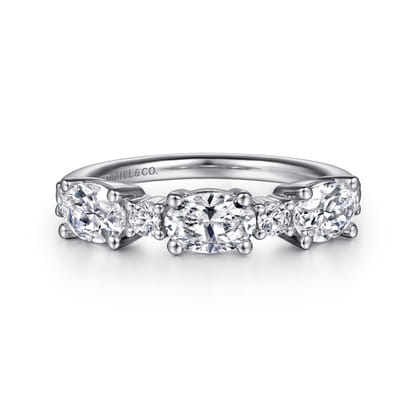Izabelle - 14K White Gold Oval and Round Diamond Anniversary Band
