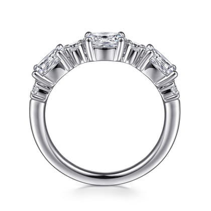 Izabelle - 14K White Gold Oval and Round Diamond Anniversary Band