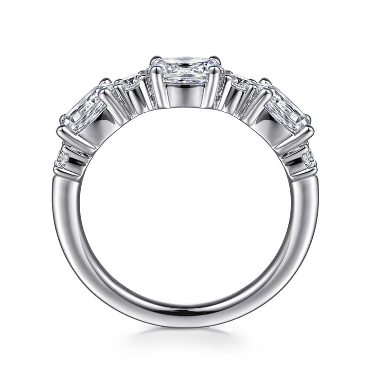 Fancy Wedding Ring in 14k White Gold with Oval Natural Diamond at Gabriel & Co. - Shot 2