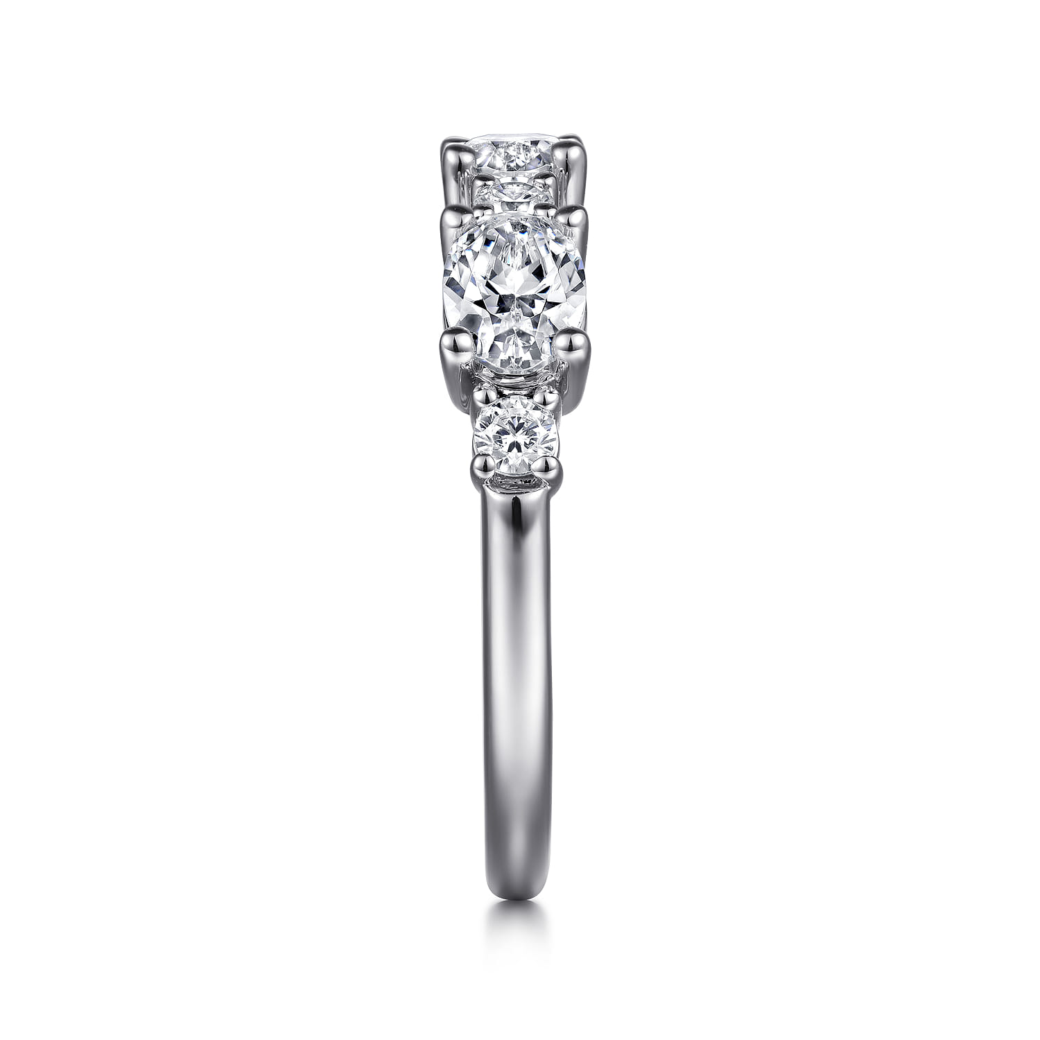 Fancy Wedding Ring in 14k White Gold with Oval Natural Diamond at Gabriel & Co. - Shot 4