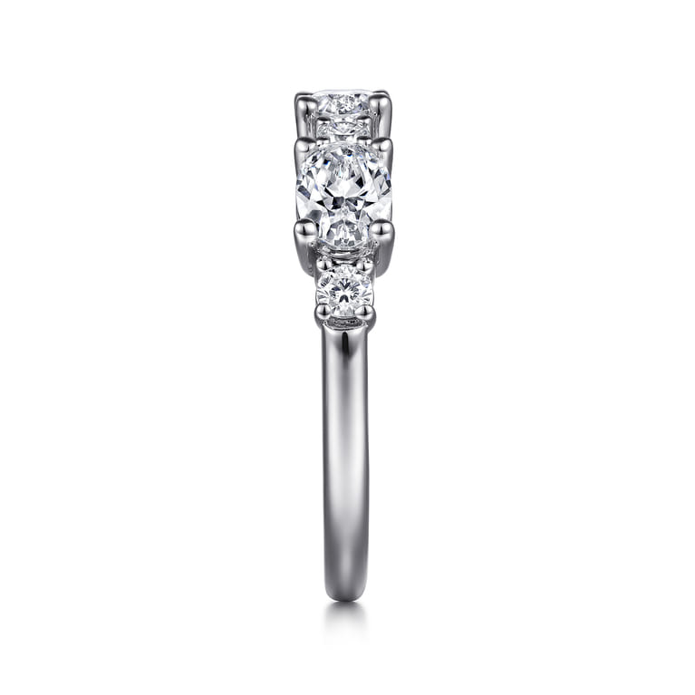 Fancy Wedding Ring in 14k White Gold with Oval Natural Diamond at Gabriel & Co. - Shot 4