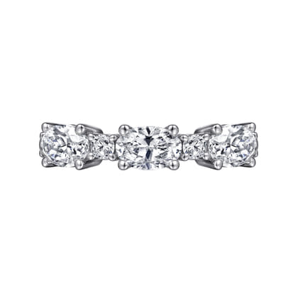Izabelle - 14K White Gold Oval and Round Diamond Anniversary Band