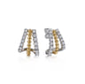 J Hoop Earrings 14K White and Yellow Gold Diamond 0.35ct - 0.35 ct