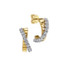 J Hoop Earrings 14K White and Yellow Gold Diamond 0.35ct - 0.35 ct