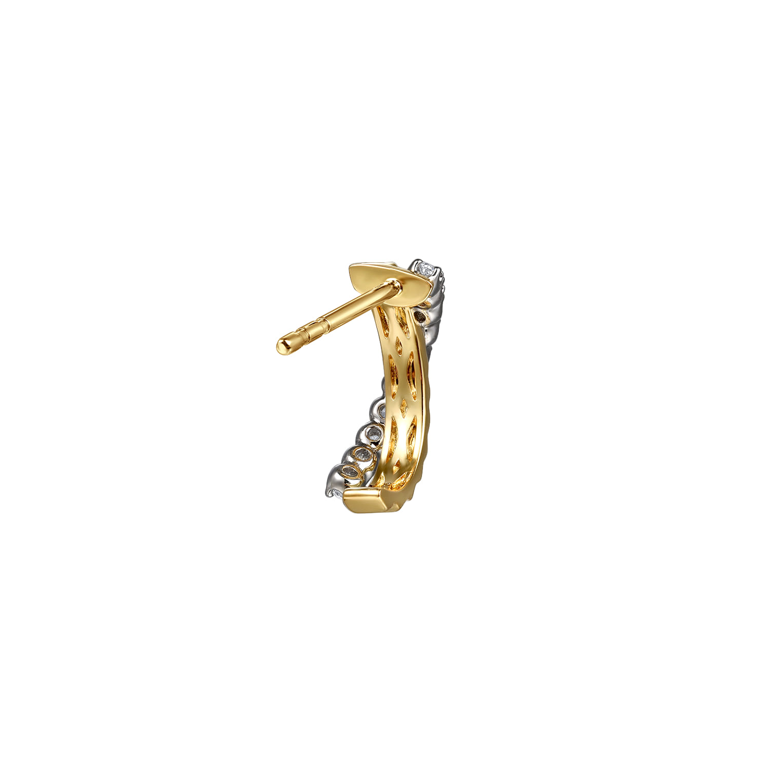 J Hoop Earrings 14K White and Yellow Gold Diamond 0.35ct - 0.35 ct - Shot 3