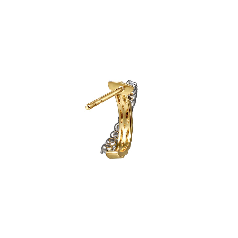 J Hoop Earrings 14K White and Yellow Gold Diamond 0.35ct - 0.35 ct - Shot 3