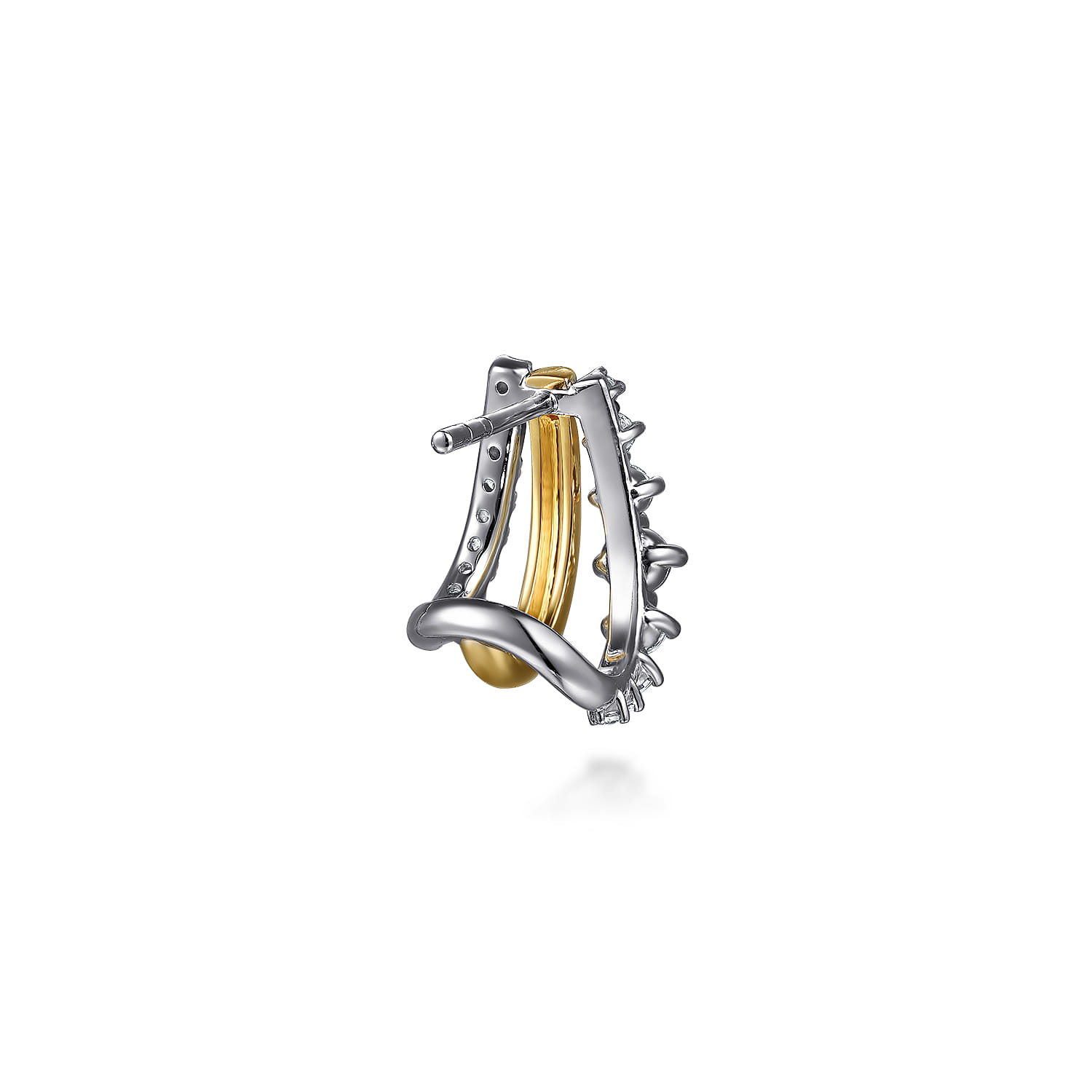 J Hoop Earrings 14K White and Yellow Gold Diamond 0.75ct - 0.75 ct - Shot 3