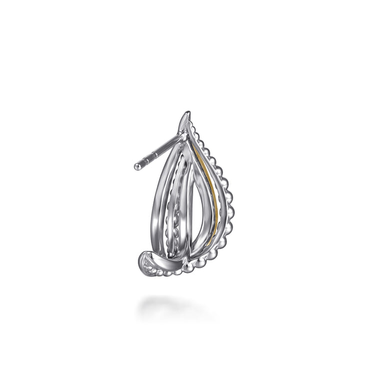 J Hoop Earrings 14K Yellow Gold and 925 Sterling Silver Bujukan - Shot 3