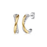 J Hoop Earrings 14K Yellow Gold and 925 Sterling Silver Bujukan