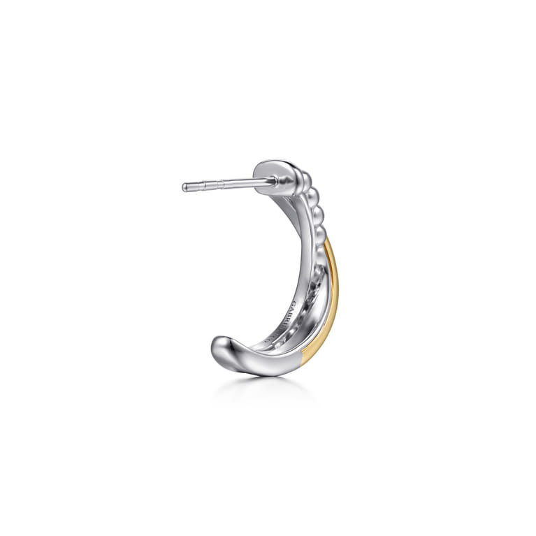 J Hoop Earrings 14K Yellow Gold and 925 Sterling Silver Bujukan - Shot 2