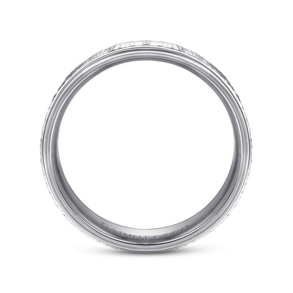 Jace - 14K White Gold 6mm - Men's Wedding Band with Vertical Etching