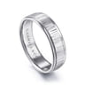 Jace - 14K White Gold 6mm - Men's Wedding Band with Vertical Etching