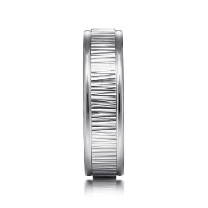 Jace - 14K White Gold 6mm - Men's Wedding Band with Vertical Etching