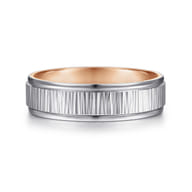 Jace - 14K White-Rose Gold 6mm - Men's Wedding Band with Vertical Etching