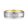 Jace - 14K White-Yellow Gold 6mm - Men's Wedding Band with Vertical Etching