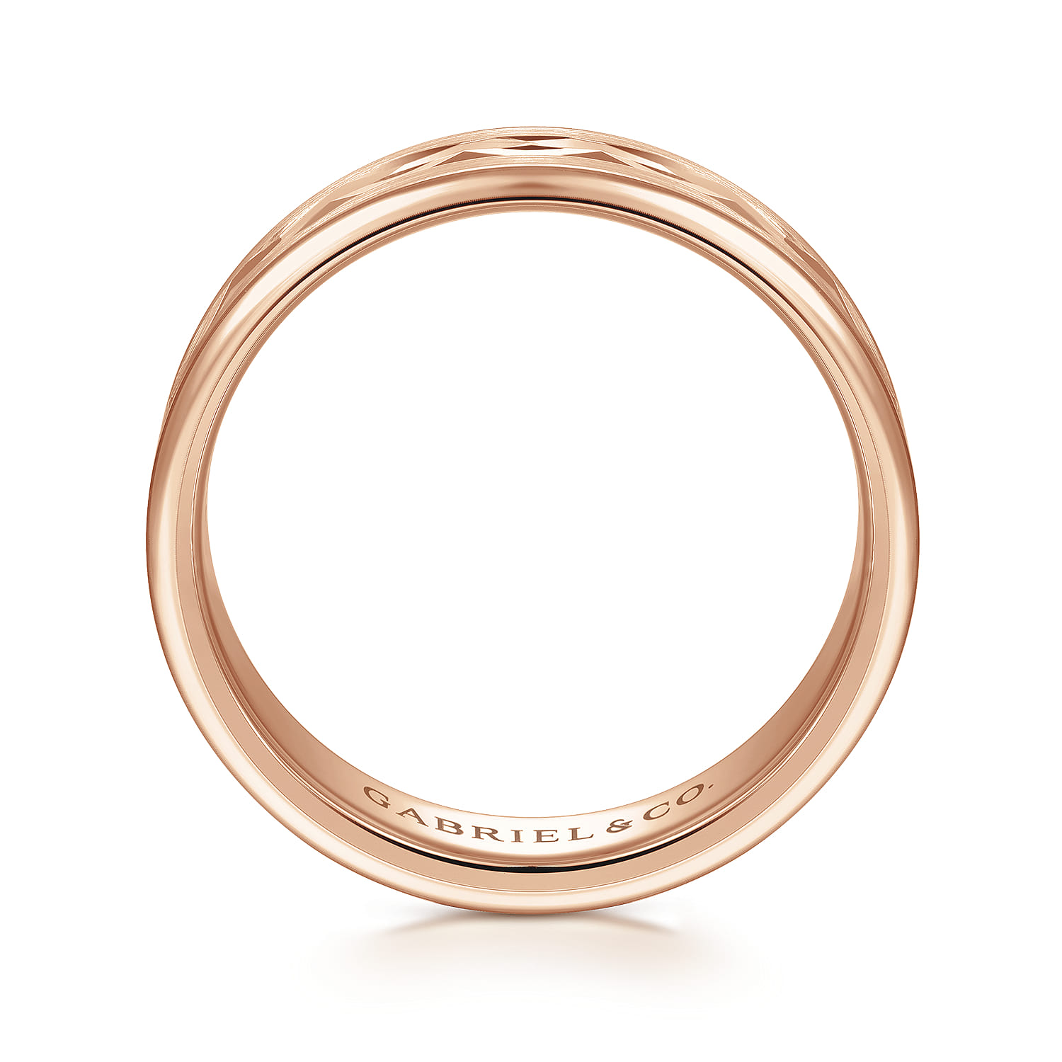 Jack - 14K Rose Gold 6mm - Diamond Cut Men's Wedding Band in Satin Finish - Shot 2