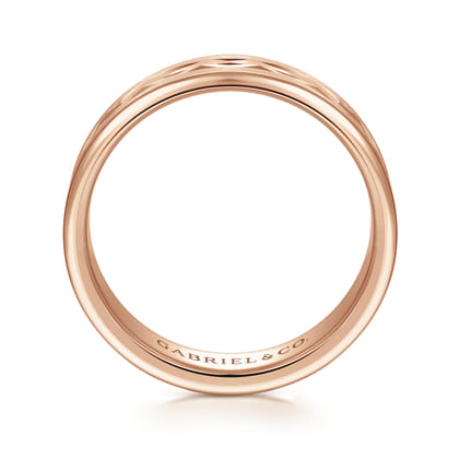 Jack - 14K Rose Gold 6mm - Diamond Cut Men's Wedding Band in Satin Finish